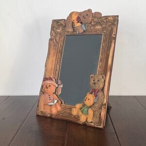 Vintage 1996 Figi Graphics Teddy Bear Resin Mirror – 3D Bear Whimsical Decor